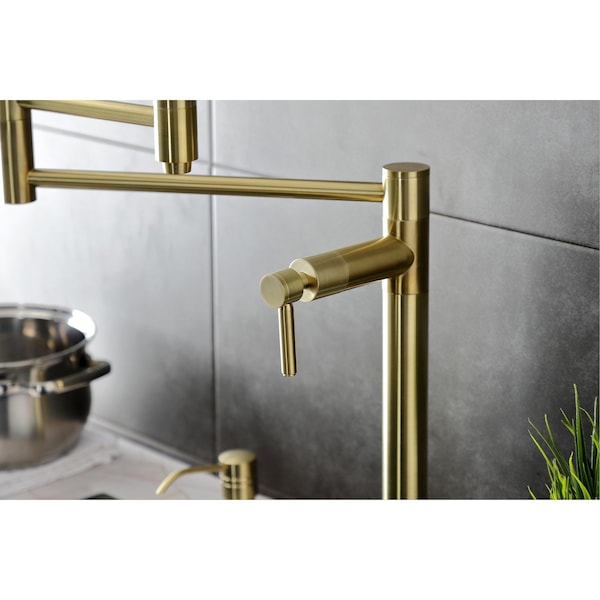 Deck Mount Pot Filler, Brushed Brass